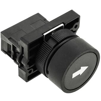 Pulsador momentáneo BeMatik 22mm 1NO 400V 10A normal abierto flecha negra
