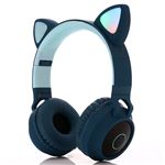 Auriculares Bluetooth Diseño de orejas de gato | Animación luminosa - azul