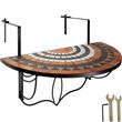 Mesa plegable de balcón para macetas mosaico - terracota/Blanco