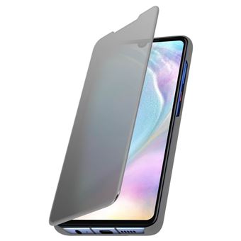 Funda Efecto Espejo Huawei P30 Tapa translúcida F. Soporte, Plateada - 1