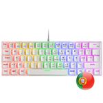 Teclado Mecánico FRGB Mars Gaming MK60 Blanco Switch Mecánico Azul, Idioma Portugués