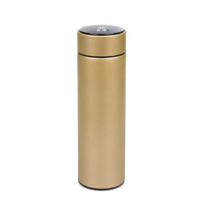 Termo Deportivo De 500ml Con Indicador De Temperatura Inteligente. Botella De Agua Aislada Al Vacío. Dam Oro