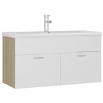 Mueble con lavabo vidaXL aglomerado blanco y roble Sonoma 90x38,5x46 cm