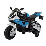 Homcom Bmw 12v azul doble motor blancaazul electrica infantil 38 años de juguete batería con luces y ruedas apoyo 110x47x69cm