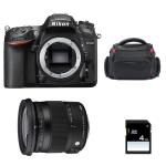 Pack Nikon D7200 + Sigma 17-70 mm f/2,8-4 DC Macro OS HSM Contemporary + Bolsa + SD 4 Go