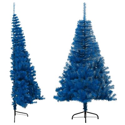 Medio árbol de Navidad artificial con soporte vidaXL PVC azul 150 cm