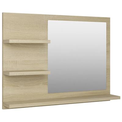 Vidaxl Marrón Espejo De Baño Aglomerado Roble Sonoma 60X10,5X45cm