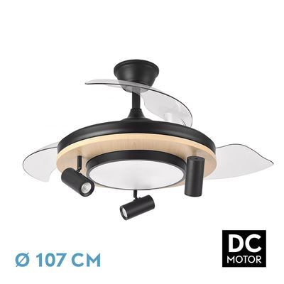 Ventilador De Techo Fabrilamp Dc Gladiator Regulable Con Mando A Distancia 37w+15w 3cct 3980lm Negro Y Madera
