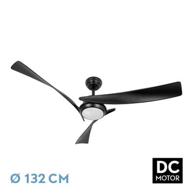 Ventilador De Techo Fabrilamp Led Tarento Regulable Con Control Remoto 24w 3cct 2424lm Ip20 Ø132cm Negro