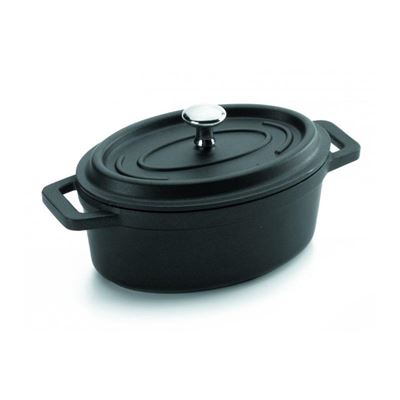 Olla Cocotte Negra Oval De Aluminio Fundido Lacor 31x25