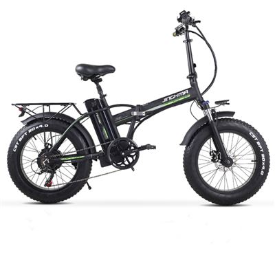 Bicicleta Eléctrica Jinhama R8 Negra Plegable Doble Batería 20"", 800W, 48V, 15AH, Batería de Litio, Ancho 4.0, Adulto