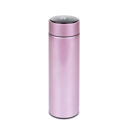 Termo Deportivo De 500ml Con Indicador De Temperatura Inteligente. Botella De Agua Aislada Al Vacío. Dam Oro Rosa