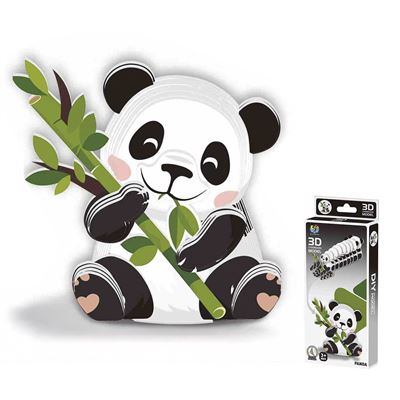 Puzle 3d Dam De Cartón Con Relieve. Diseño De Oso Panda. Blanco