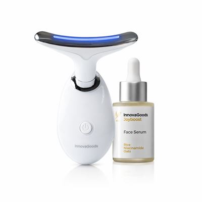 Pack Sérum Facial Rice Joyboost 30 Ml Y Masajeador Facial Eléctrico Reafirmante Para Cara Y Cuello Con Led, Ems Y Calor Innovagoods