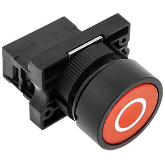 Pulsador momentáneo BeMatik 22mm 1NO 400V 10A normal abierto rojo apagar