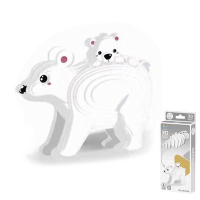 Puzle 3d Dam De Cartón Con Relieve. Diseño De Oso Polar. Blanco
