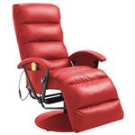 Sillón de masaje reclinable para TV cuero sintético rojo vidaXL