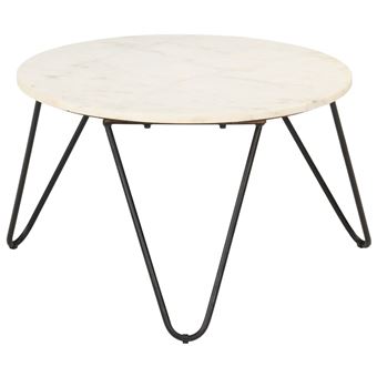 Mesa de centro vidaXL piedra real textura de mármol blanco 65x65x42cm - 1