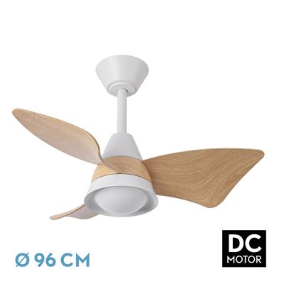 Ventilador De Techo Fabrilamp Dc Jaguar Regulable Con Mando A Distancia 30w 3cct 3000lm Blanco Y Haya