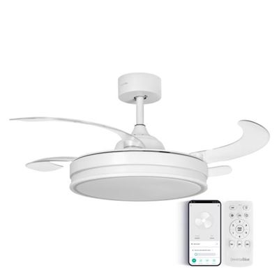 Ventilador De Techo Con Aspas Ocultas 60 Cm Universalblue Tuvalu 6036w Blanco