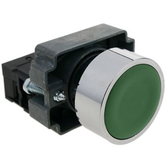 Pulsador momentáneo BeMatik 22mm 1NO 400V 10A normal abierto verde