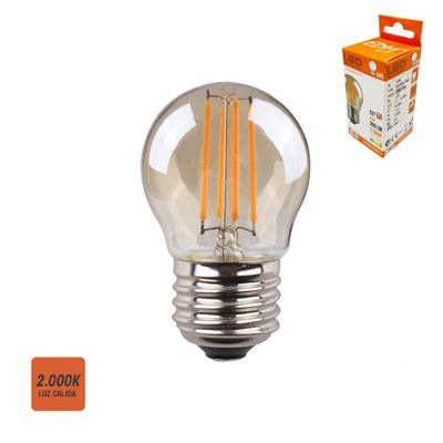 Bombilla esférica filamento LED cristal vintage 4,5w E27 2.000k EDM