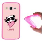 Funda Samsung Galaxy Express 2, WoowCase Funda Silicona Gel Flexible Oso Panda y Corazón Love, Carcasa Case - Rosa