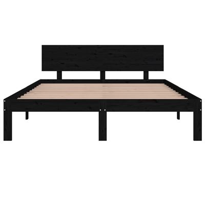 vidaXL Estructura de cama individual madera maciza negro 90x190 cm