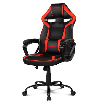 Silla Gaming Drift Dr50br- Polipiel, Reposabrazos Acolchados, Piston Clase 4, Asiento Basculante, Altura Regulable, Cojín Lumbar, Color Negro/rojo