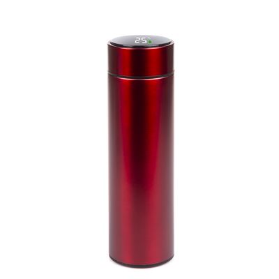 Termo Deportivo De 500ml Con Indicador De Temperatura Inteligente. Botella De Agua Aislada Al Vacío. Dam Rojo