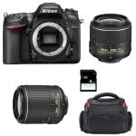Pack Nikon D7200 + AF-P DX NIKKOR 18-55 mm f/3.5-5.6G VR + AF-S DX 55-200 mm f/4-5.6 ED VR II + Bolsa + SD 4Go