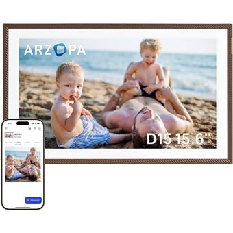 Marco de Fotos Digital WiFi ARZOPA 15.6 1920x1080 Pantalla Táctil Comparte Fotos Marrón - 1