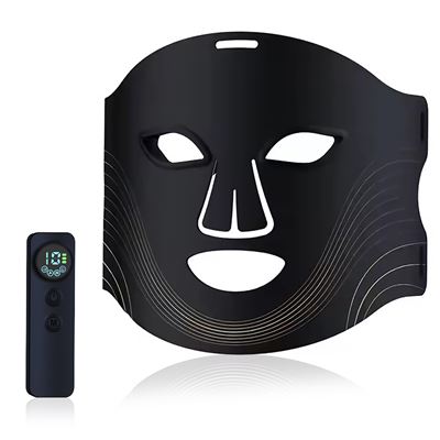 Máscara Facial Dam Tratamiento De Luz Led Con 7 Colores Y 3 Niveles De Intensidad De Brillo Negro