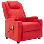 Sillón de masaje reclinable vidaXL cuero sintético rojo 75x88x106cm