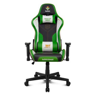 Silla Gaming Drift Gaming Betis Edition – Oficial Real Betis Balompié, Estructura Metal, Reposabrazos 2d Acolchados, Pistón Gas Clase 4, Cojines Lumbar Y Cervical, Verde/blanco