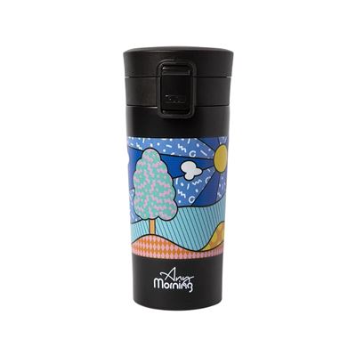 Taza Termo Con Tapa Any Morning Travel Acero Inoxidable, Negro/multicolor, 500 Ml, 17x9cm