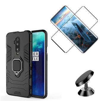 Kit Cristal Templado 5D Full Cover + Funda 3X1 Military Defender + Soporte Magnético Coche OnePlus 7T Pro - 1