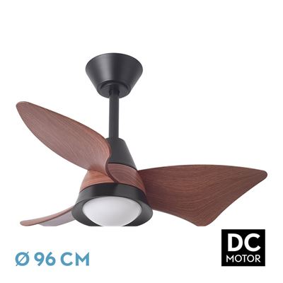 Ventilador De Techo Fabrilamp Dc Jaguar Regulable Con Mando A Distancia 30w 3cct 3000lm Negro Y Roble