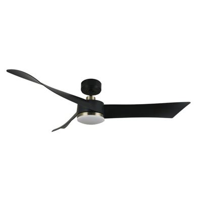 Ventilador De Techo Fabrilamp Led Tempel Regulable Con Control Remoto 26w 3cct 2950lm Ip20 Ø132cm Negro Y Cuero