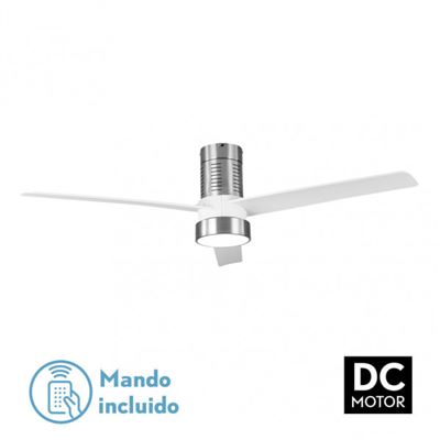 Ventilador De Techo Fabrilamp Led Teo Regulable Con Control Remoto 24w 3cct 2950lm Ip20 Níquel Y Blanco