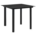 Mesa de comedor de jardín vidaXL acero y vidrio negra 80x80x74cm 12,96Kg