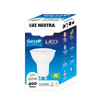 Bombilla LED GU10 5W 110º, 400 lumenes, Luz neutra