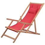 Silla De Playa vidaXL, plegable de tela roja