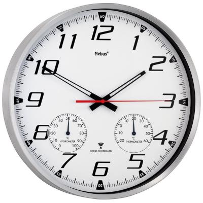 Mebus 52661 Reloj de pared aa 1.5v plata color blanco aluminio 35
