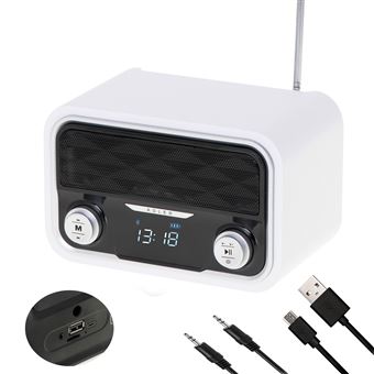 Radio Bluetooth, FM, Memoria 50 Emisoras, MP3, Puerto USB y