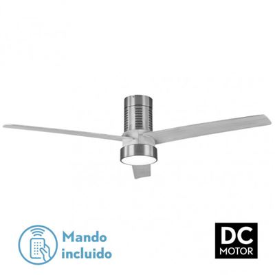 Ventilador De Techo Fabrilamp Led Teo Regulable Con Control Remoto 24w 3cct 2950lm Ip20 Níquel Y Gris