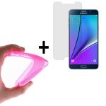 WoowCase | Funda Gel Flexible para [ Samsung Galaxy Note 5 ] [ +1 Protector Cristal Vidrio Templado ] Ultra Resistente contra Arañazos y Golpes Dureza 9H, PACK Carcasa Case Silicona TPU Suave Rosa