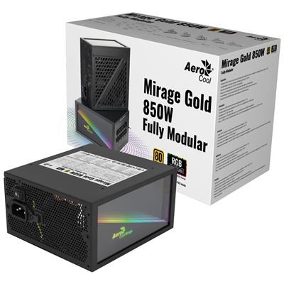 Fuente Alimentación PC Modular RGB 850W Aerocool MIRAGEGOLD850M, 80 Plus  Gold - Fuente de alimentación - Los mejores precios