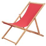 Silla De Playa vidaXL, plegable de tela roja