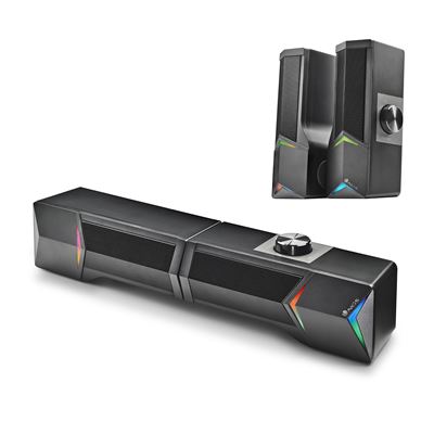 Barra De Sonido Ngs Gsx B1200 2.0 Gaming Con Diseño Desmontable 2 En 1, 12w De Potencia, Luces Rgb